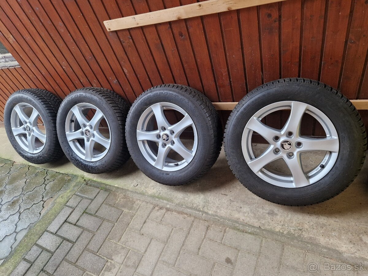 Originál Škoda elektróny r16 + zimné pneu Dunlop