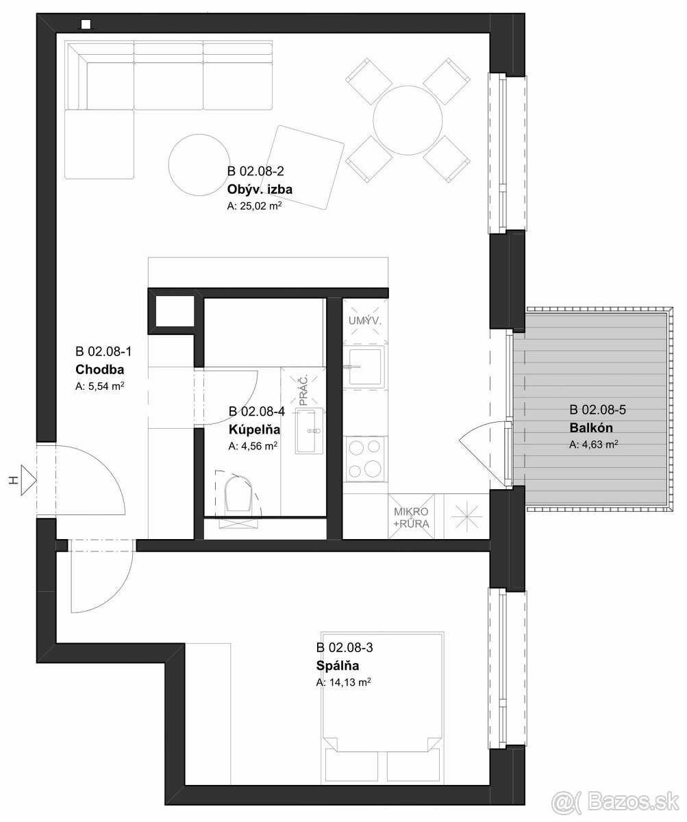 (BD2_02.08) 2-izbový byt v projekte KRÁSNE V KRÁSNE - Kr