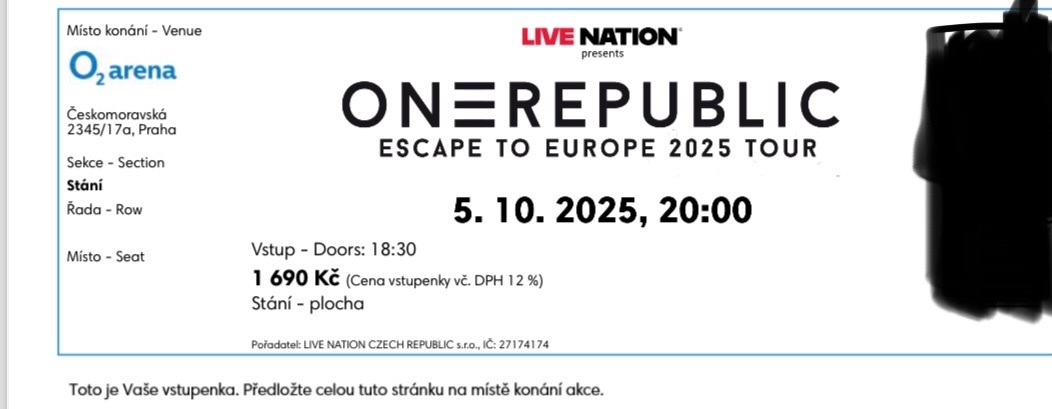 OneRepublic Praha 5.10.