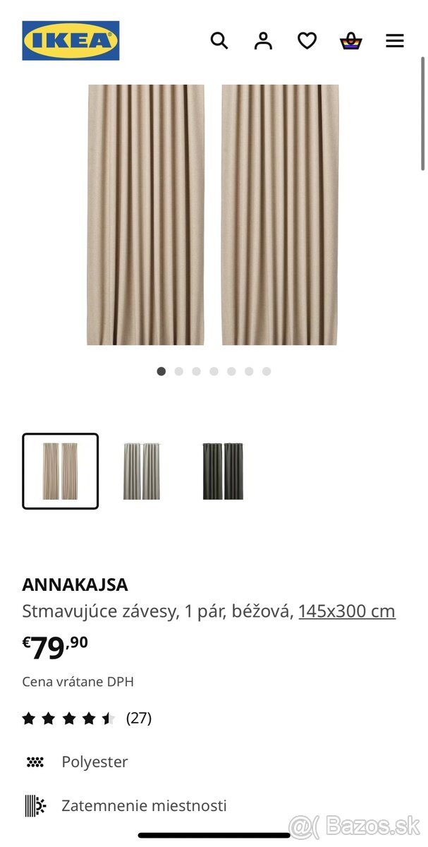 Zatemnovaci bezovy zaves IKEA