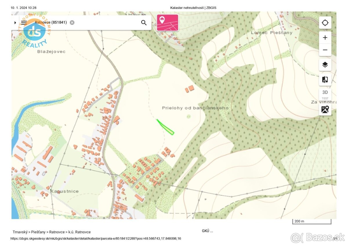 Na predaj pozemok 1.097 m2 určený podľa UPI na výstavbu rodi