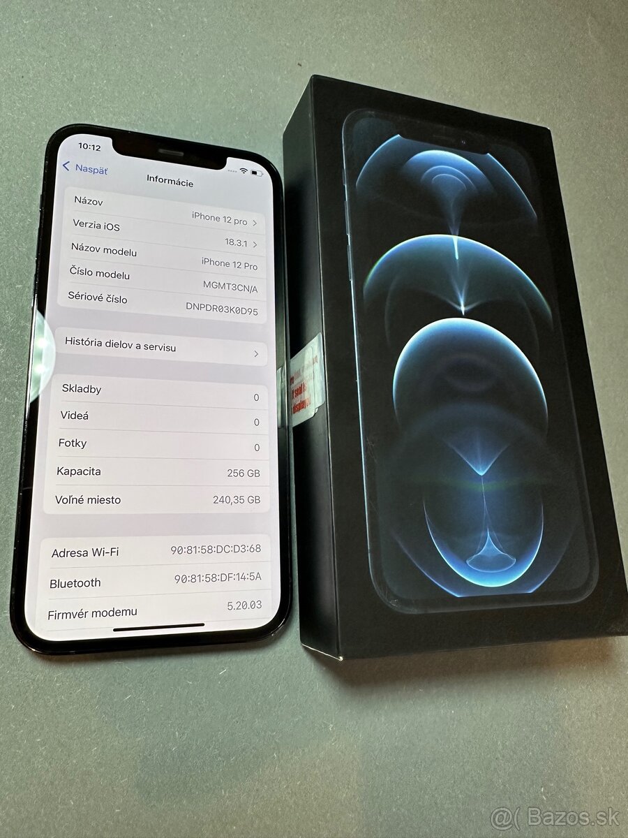 iPhone 12 Pro 256Gb všetko funguje, stav batérie 82%