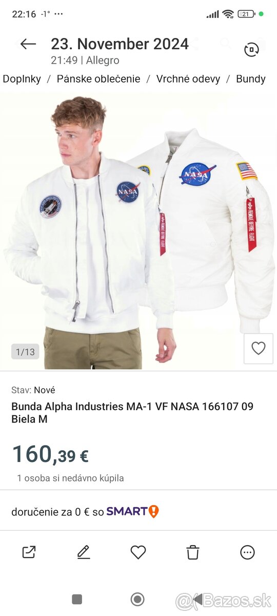 Alpha Industries NASA bunda veľ M