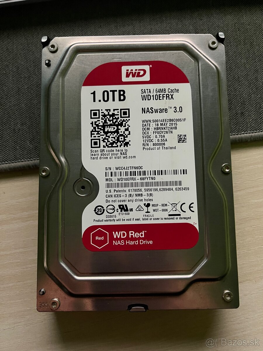 WD RED 1TB 5,4k 64MB SATA III 3,5'' WD10EFRX NASware 3.0