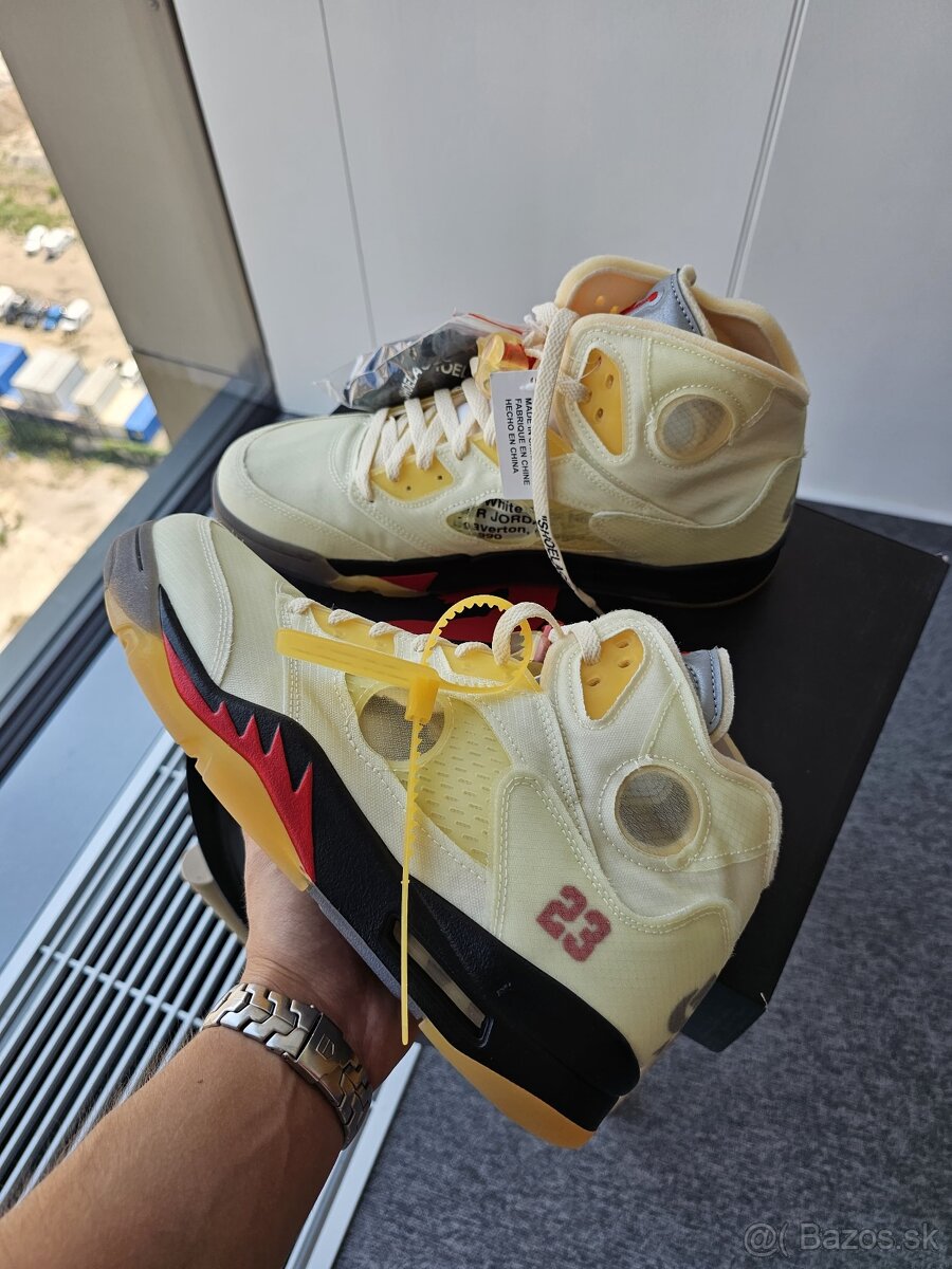 AIR JORDAN 5 x OFF-WHITE, Retro SP, Sail/Fire red black