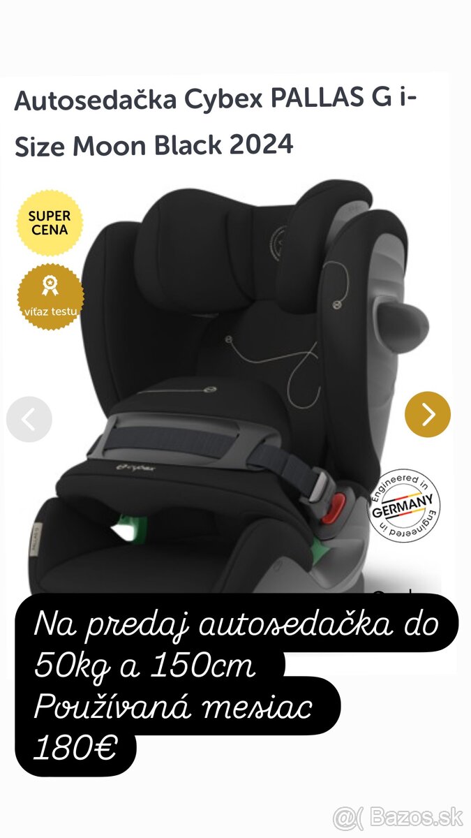 Autosedačka cybex do 50kg a 150cm