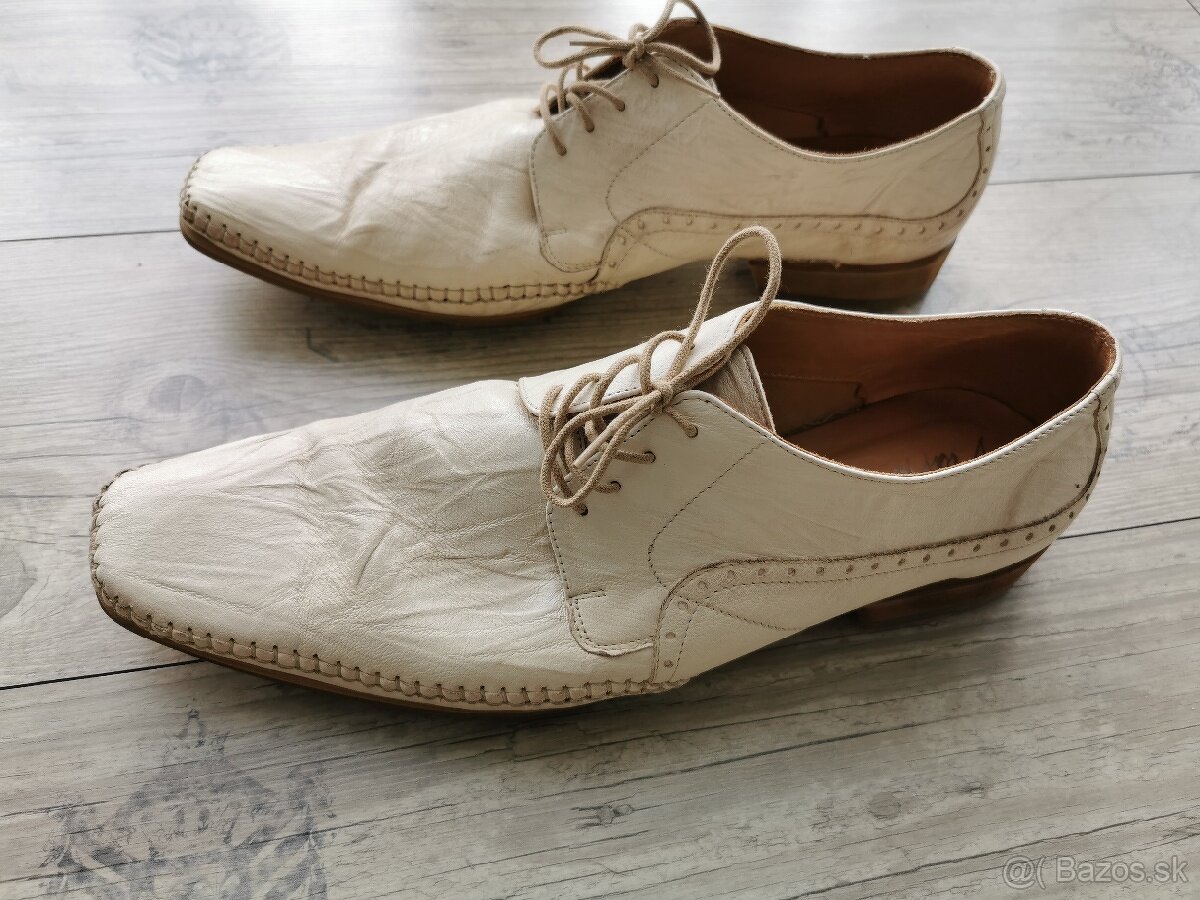 Kožené pánske topánky biele veľkosť 44