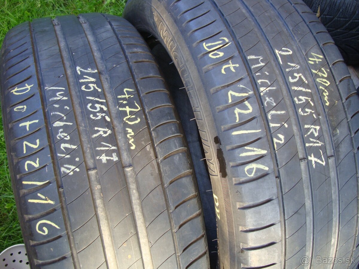 215/55R17 2kusy, Michelin Primacy 3,letné.