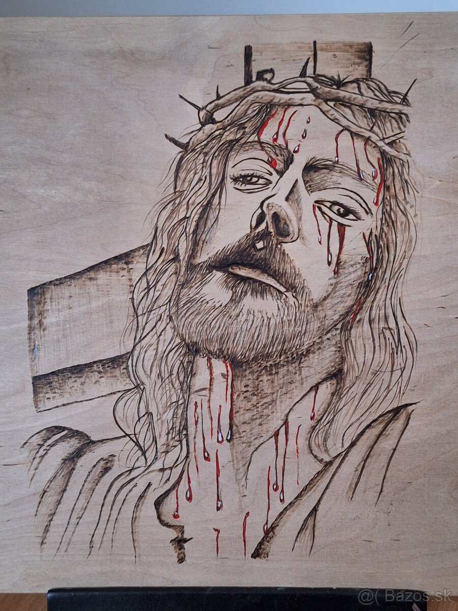 Ježiš  -  pyrografia