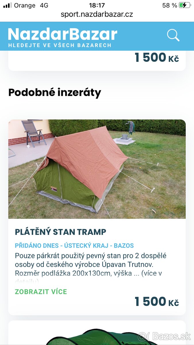 Predám retro stan Tramp 2A