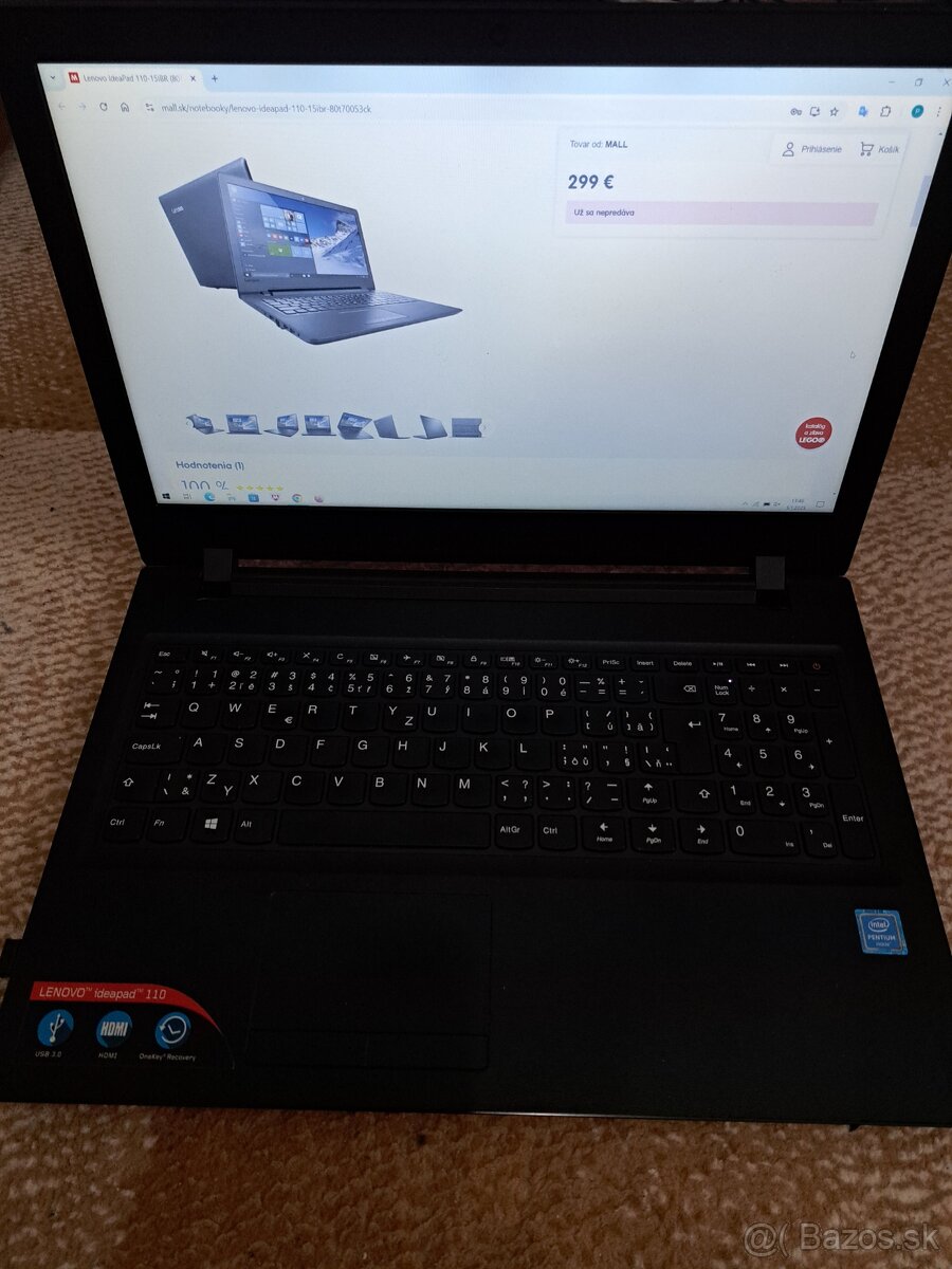 NOTEBOOK LENOVO IDEAPAD 110, 1000GB HDD 4GB RAM WIN10 15,6''