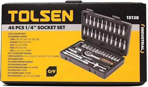 TOLSEN 46PCS 1/4" SOCKET SET