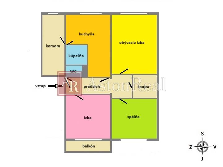 IBA U NÁS Priestranný 3+1, balkón, rekonštrukcia, Západná, T