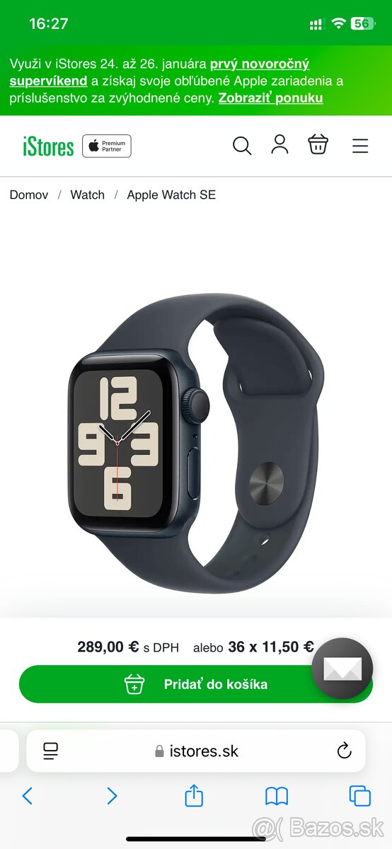 Apple watch SE 44mm Midnight Aluminium M/L