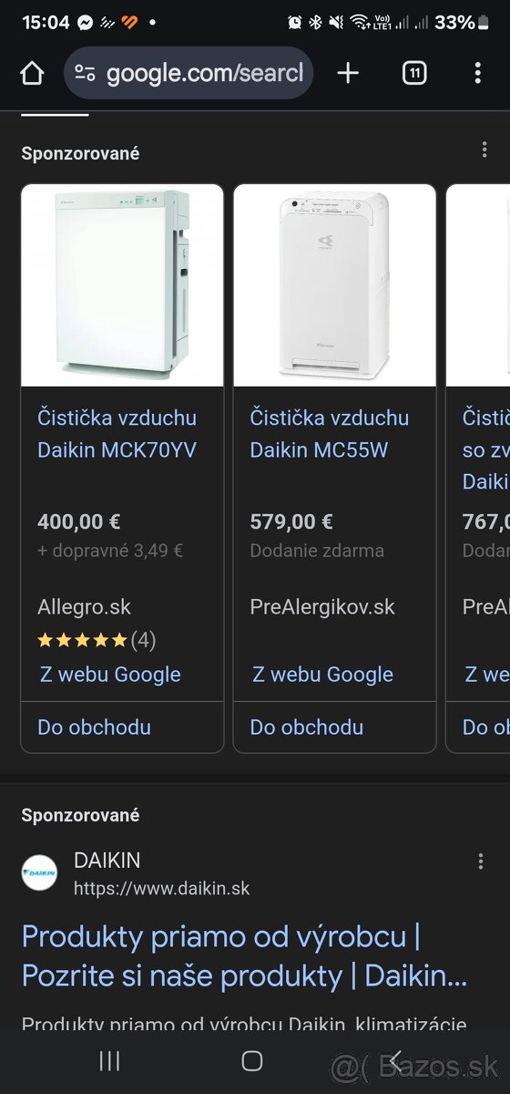 Predám čističku vzduchu / zvlhčovač vzduchu Daikin MCK70YVM