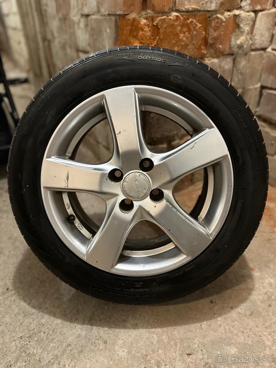 Alu kolesa R15" 4x100 s letnymi pneu 185/60 R15