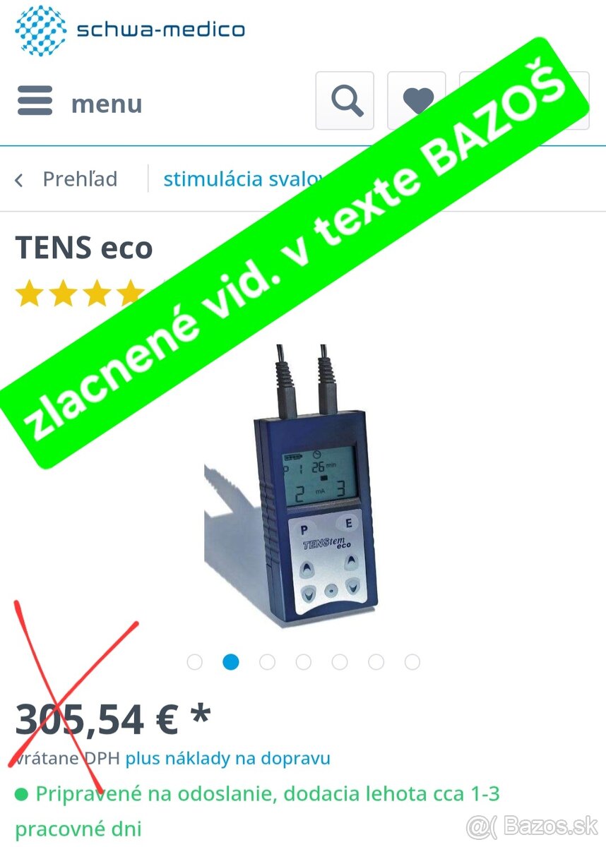 TENS eco    2-kanálový elektrický stimulačný prístroj