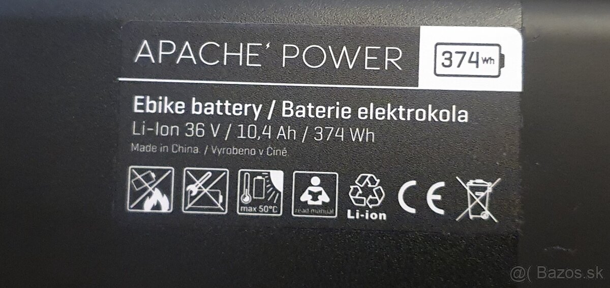 Bateria 36v  APACHE POWER Li-ion 36v 10.4Ah 374Wh