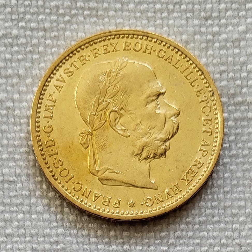 Zlatá rakúska 20 koruna FJI, 1900 bz, vzácny ročník