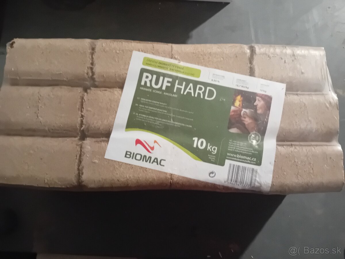 Drevené brikety Biomac Ruf Hard hranaté