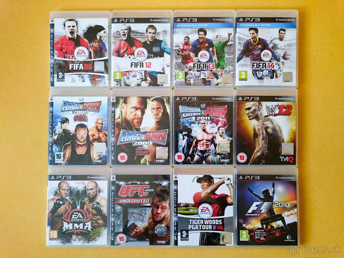 PS3 Hry - FIFA, SMACK DOWN vs RAW, MMA, UFC, F1, TIGER WOODS