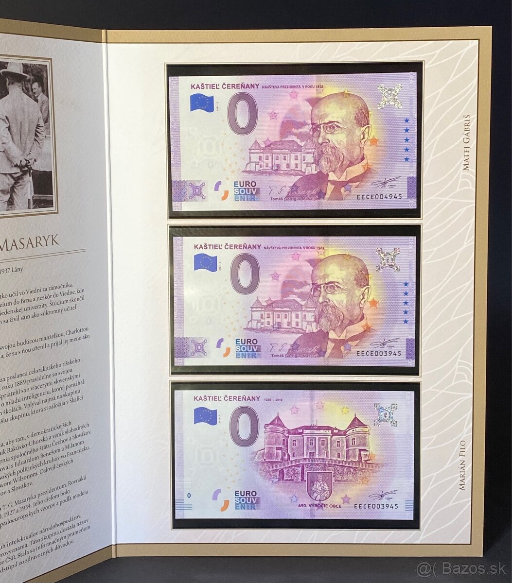 0 Euro Tomáš Garrigue Masaryk Folder Kaštieľ Čereňany 2021