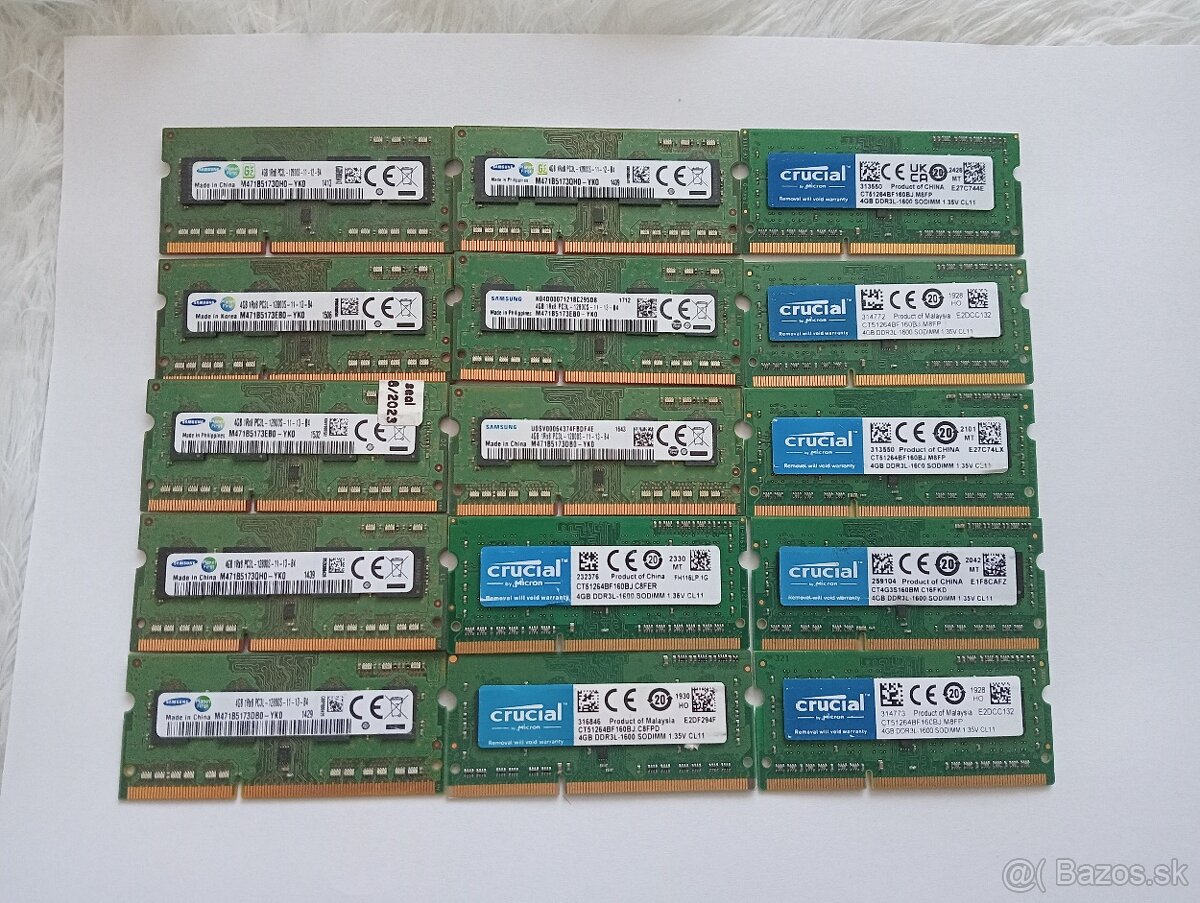 predám pamäte (ram) pre notebooky(sodimm) 4gb DDR3L 1,35V