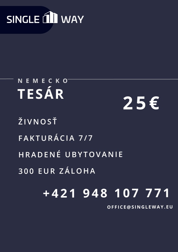 TESÁR / Nemecko / 25€/h. / NÁSTUP: 2.9.2024 /