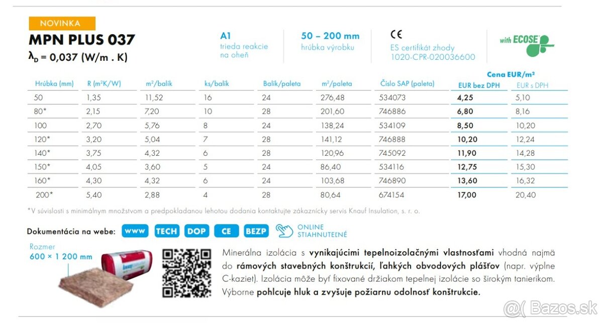 Predám minerálnu izoláciu Knaufinsulation