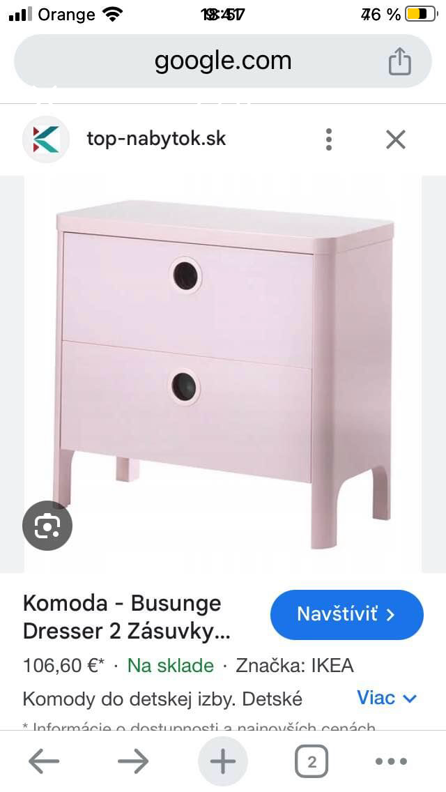 Ikea Busunge skrina+komoda detska ruzova