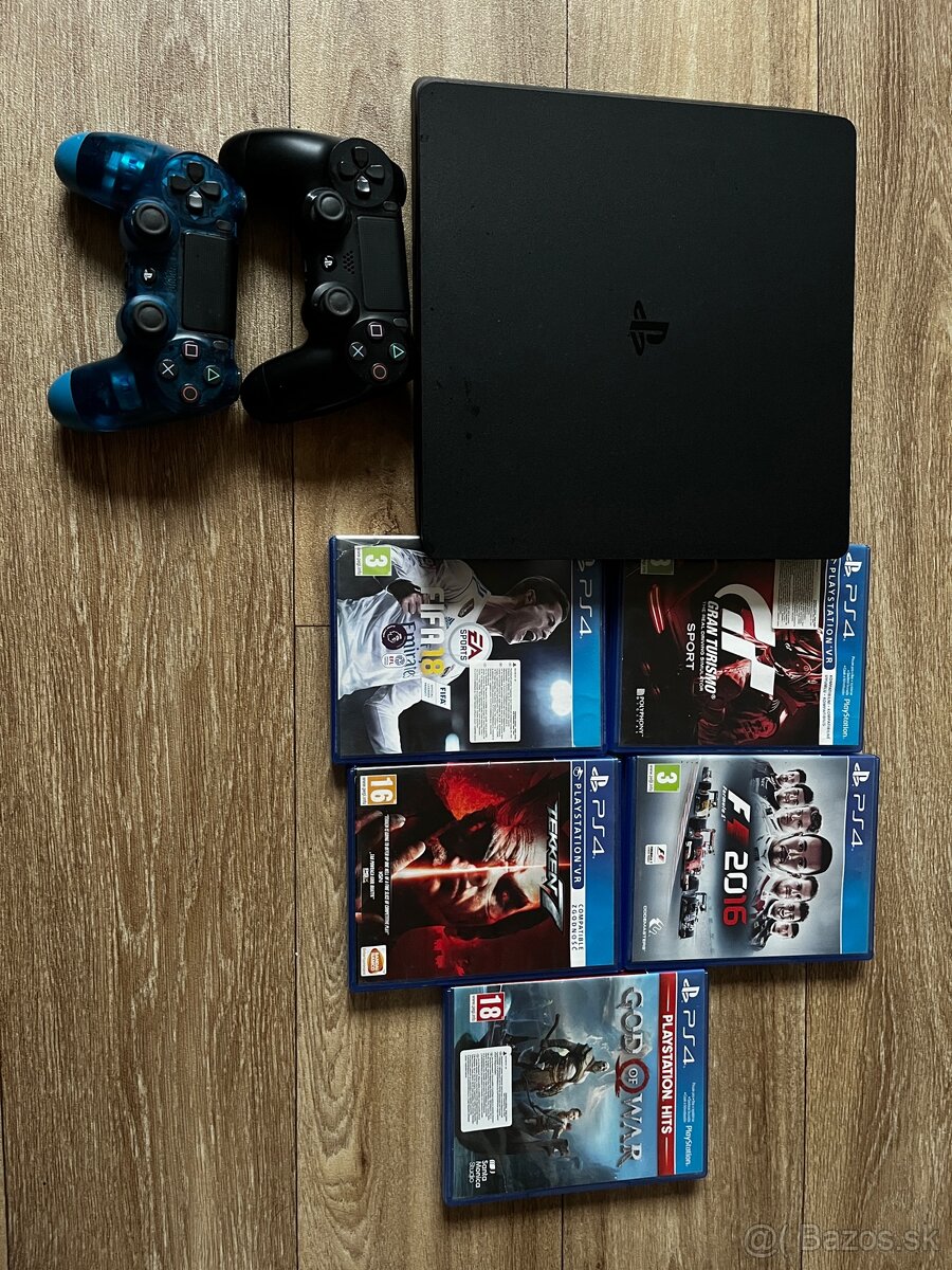 PS4 Slim 500gb + 2 ovládače + 5 hier