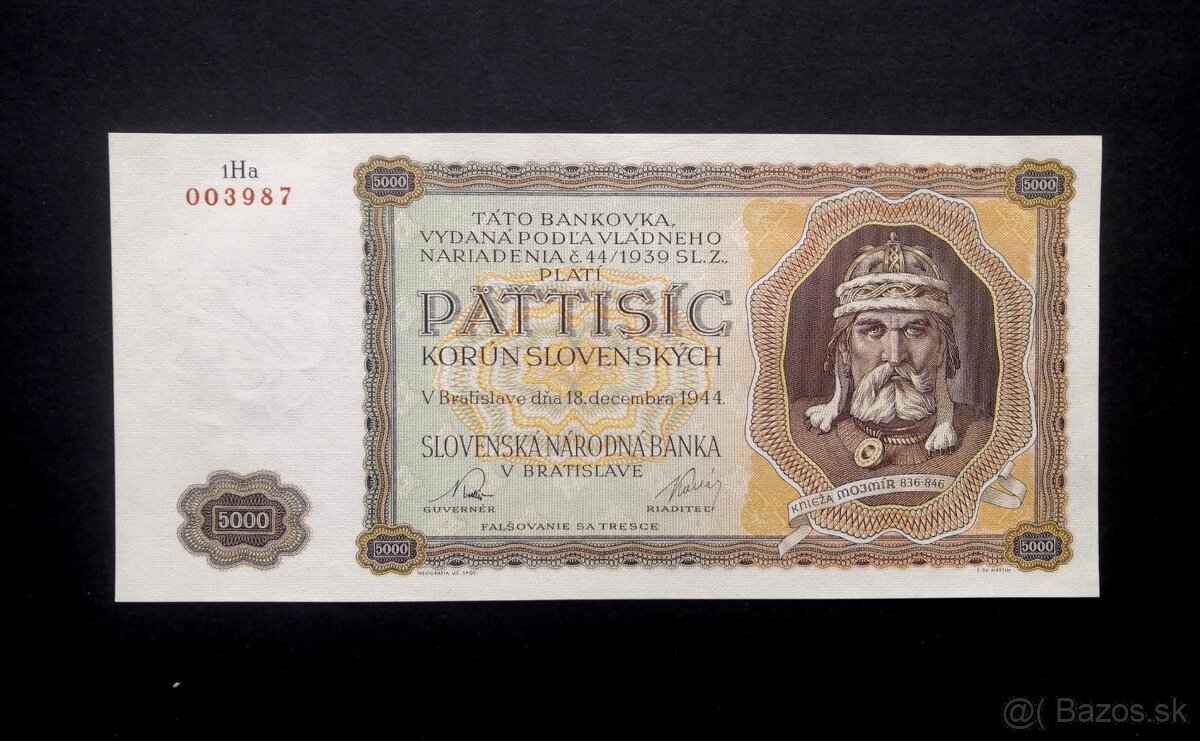 5000 korun 1944 NEPERFOROVANA v TOP stavu UNC  VELICE VZ.