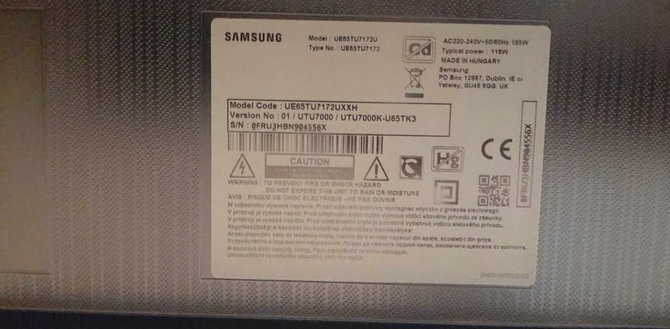 Náhradné diely na TV Samsung UE65TU7172U