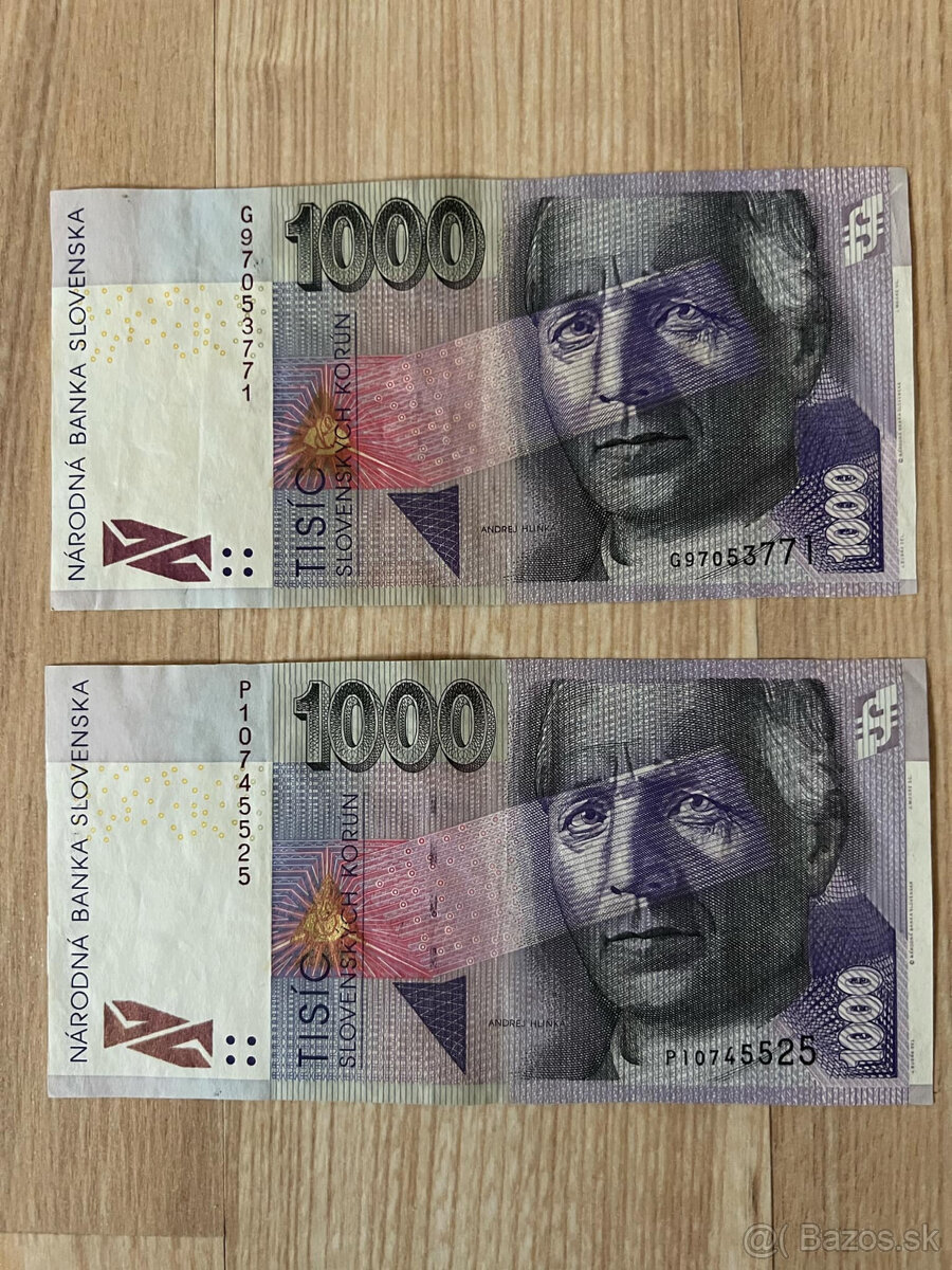 Slovenské bankovky 1000 SK so znakom