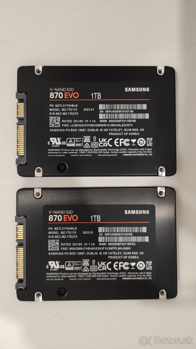 2x 1 TB Samsung 870 EVO SSD sata Disk