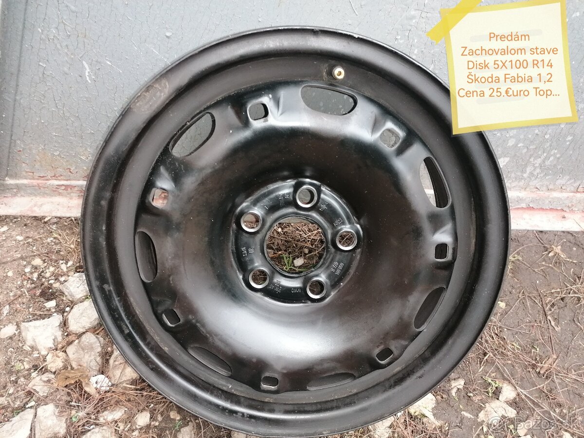 Predám Disk 5X100 R14 Škoda Fabia 1,2 Cena 25.€uro