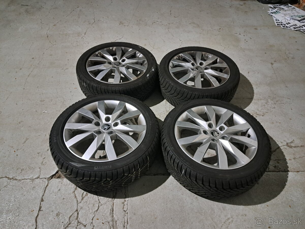 Predam Original elektrony Skoda 5x112 R17 a zimne pneu