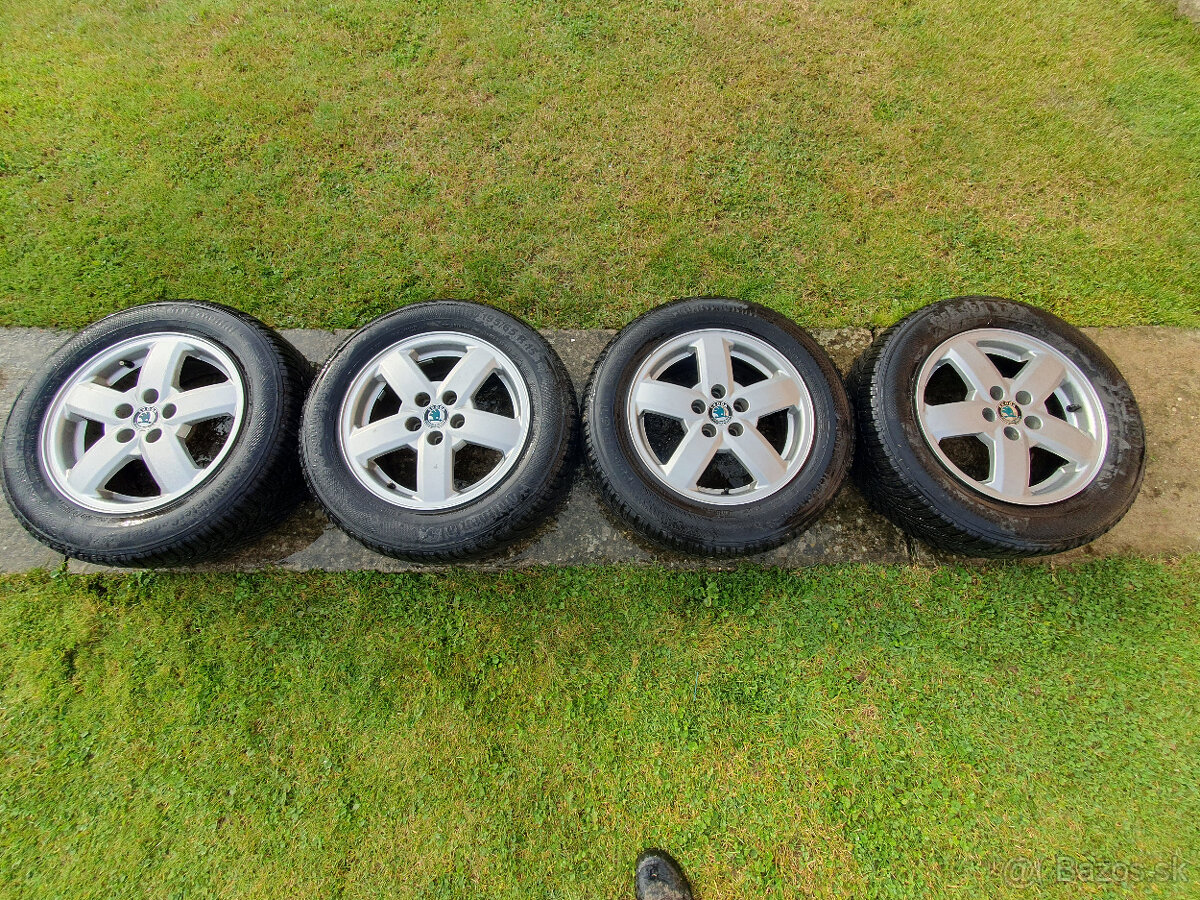 195/65 R15 94T Originál ALU disky Škoda + zimné pneu