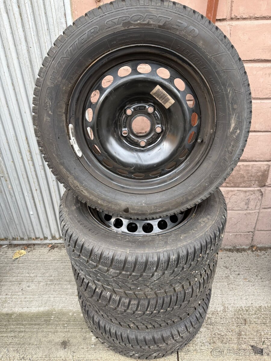 Zimne pneumatiky DUNLOP 215/60 R16 na diskoch 5x112