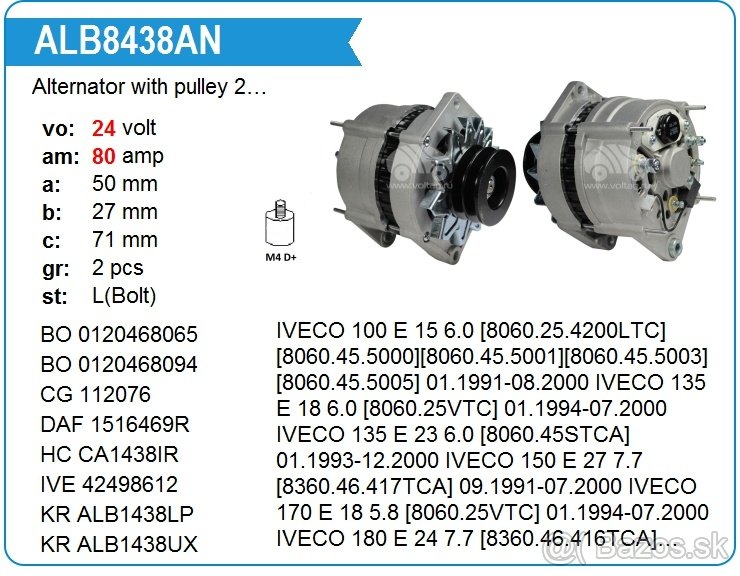 alternátor Iveco,Renault;Scania,Volvo