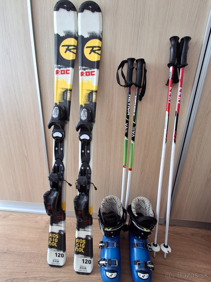 Detské lyže Rossignol 120 cm , lyžiarky Nordica GPx , palice