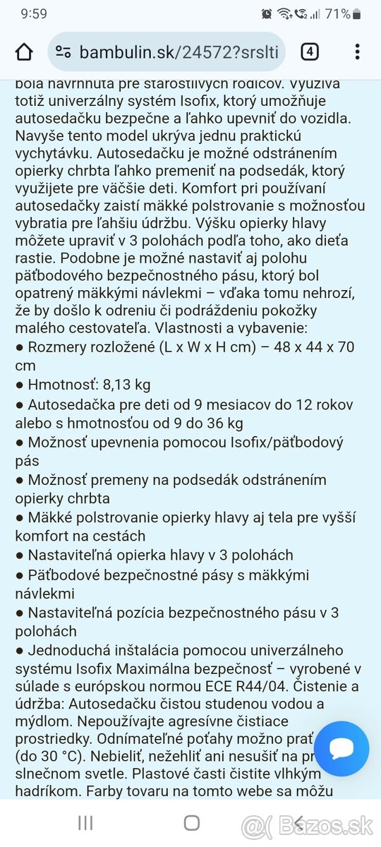 Autosedačka Lorelli Iris Isofix 9-36 kg