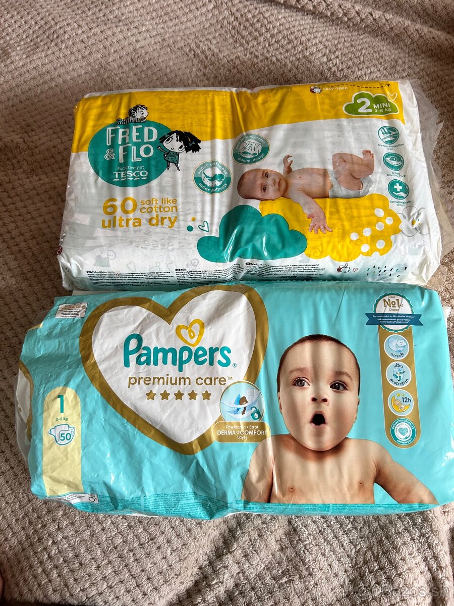 Plienky pampers premium care 1 a fred flo