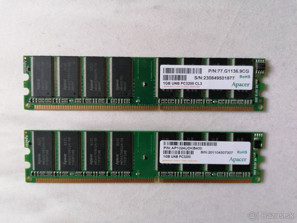 Predám pamäť, ram Apacer 2x1gb - retro