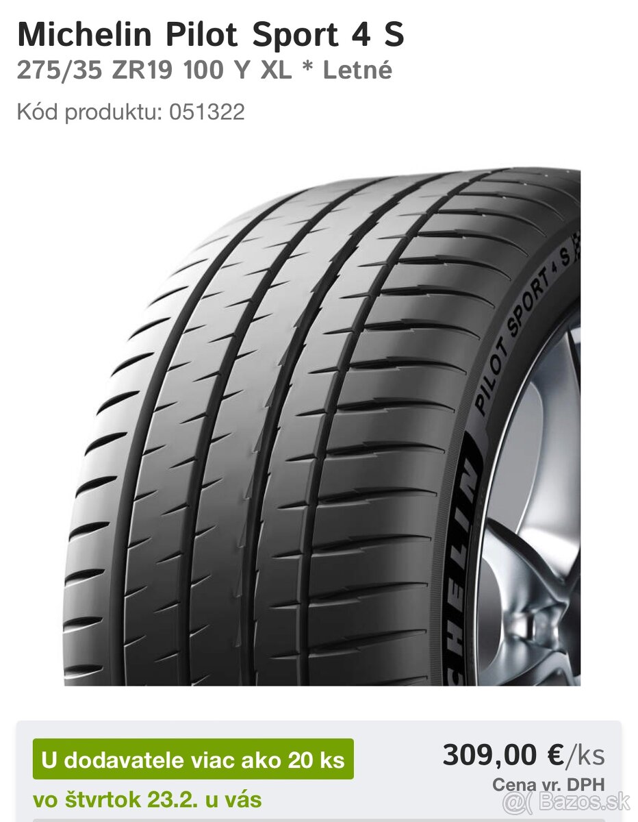 275/35 r19 MICHELIN PILOT SPORT 4S 100Y 2x7mm