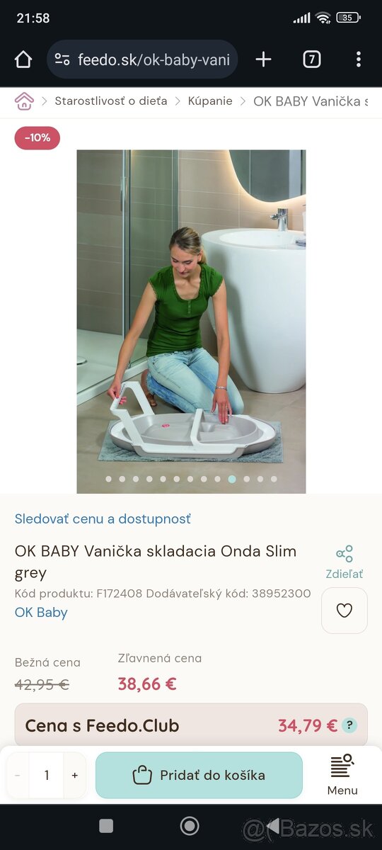 OK BABY Vanička skladacia Onda Slim grey