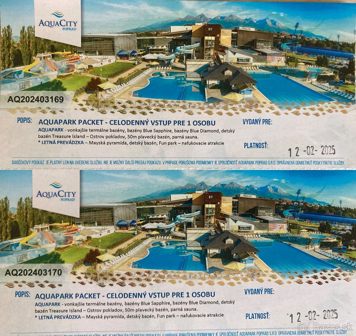 Vstupenky Aquacity Poprad