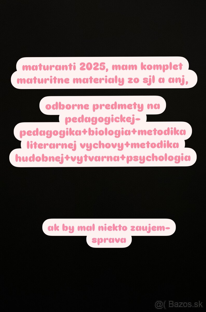 Materiály na maturitu Anj, Sjl a odborne na pedagogickej