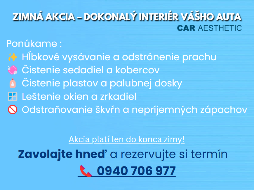 ZADARMO | Zimná Akcia | Čistenie auto-Interiéru