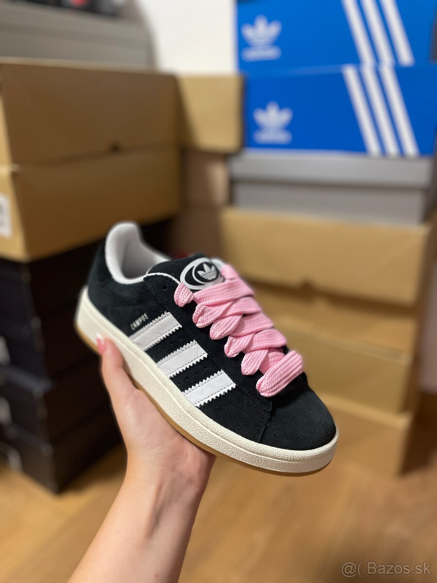 adidas Campus 00s Core Black + pink laces